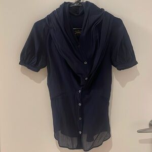 Vivienne Westwood Anglomania hooded shirt, navy blue, size 38